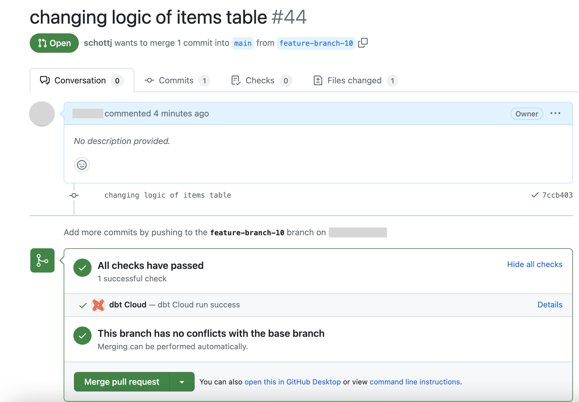 Example of CI check in GitHub pull request Example of CI check in GitHub pull request